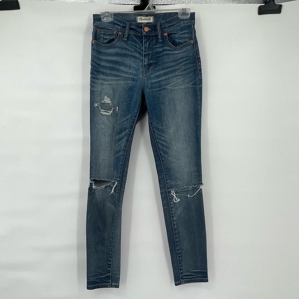 Madewell high riser skinny distressed denim jeans